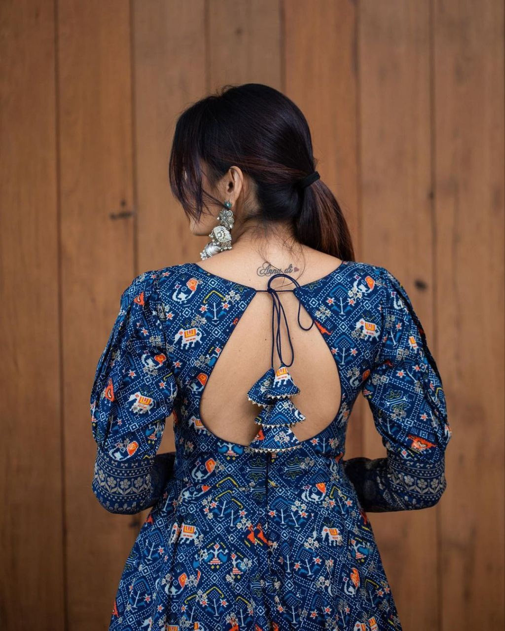 Royal Blue Patola Printed Anarkali Maxi Gown Dress