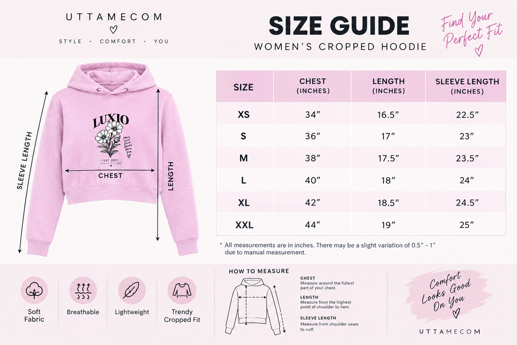 Women’s Pink Floral Graphic Cropped Hoodie – Stylish Casual Sweatshirt