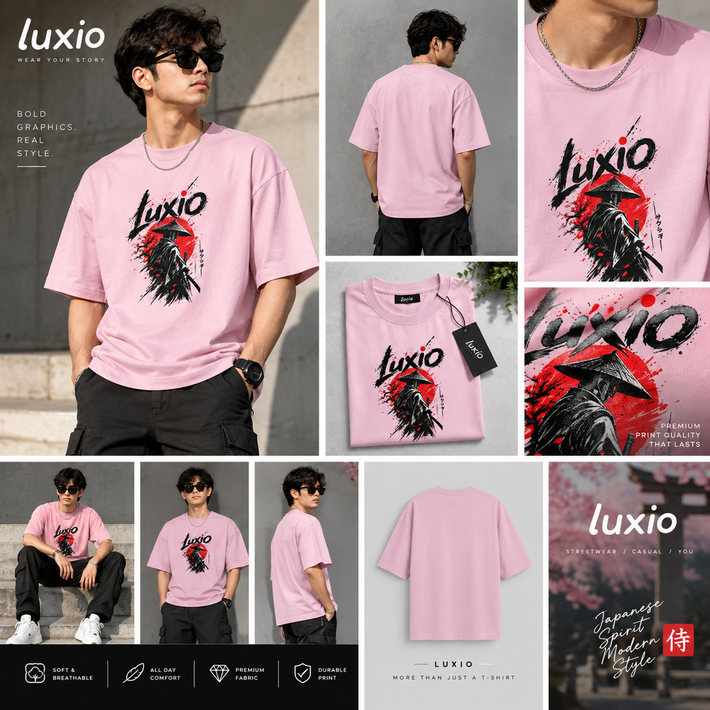 Luxio Samurai Graphic T-Shirt – Pink Japanese t shirts