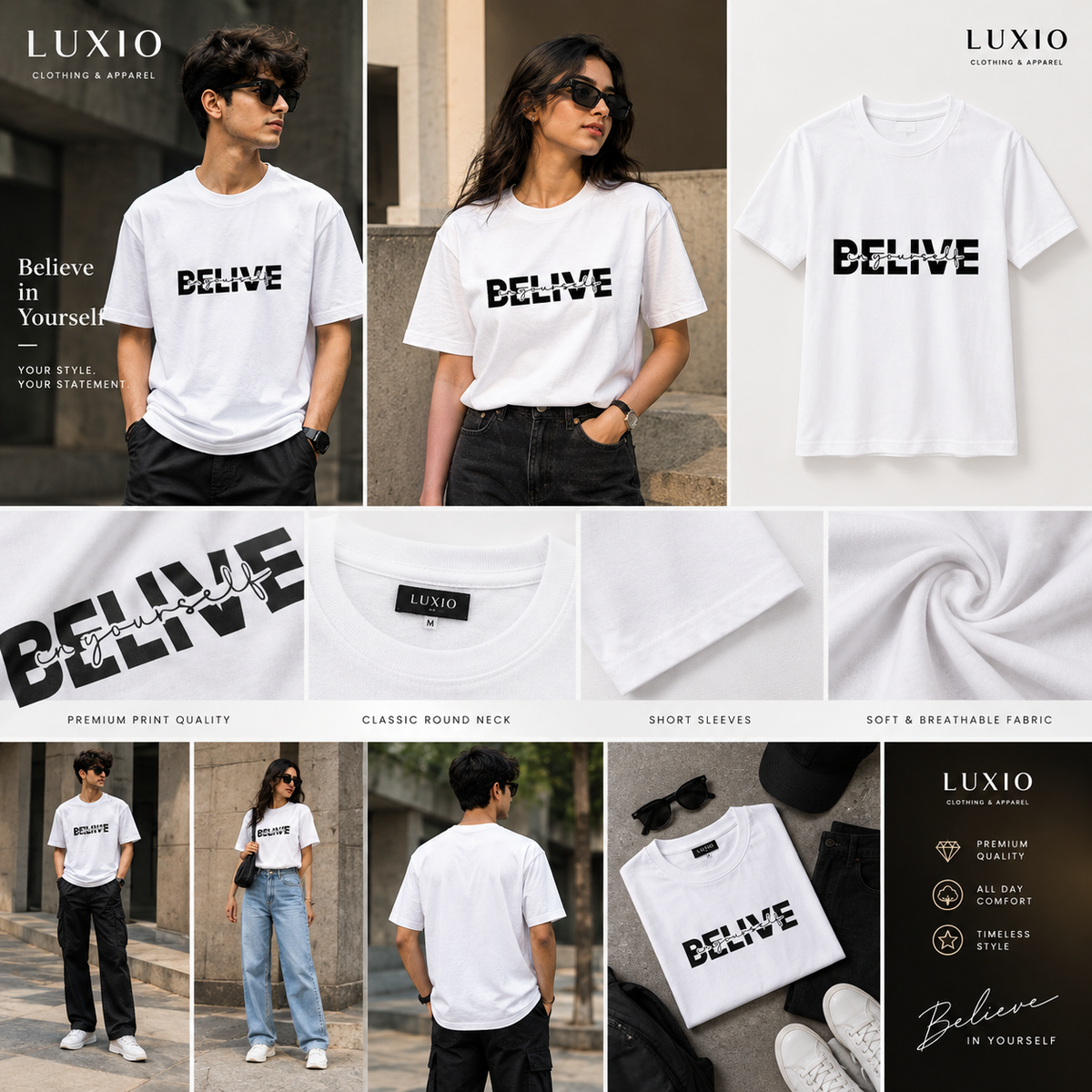 Believe in Yourself – Inspirational Typography T-Shirt | LUXIO