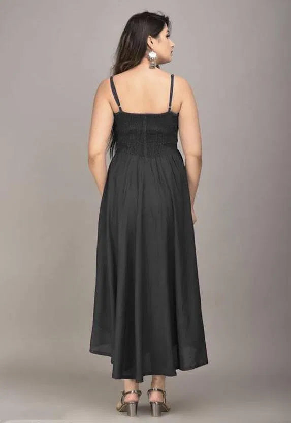 Timeless Black Strappy Flared Maxi Dress