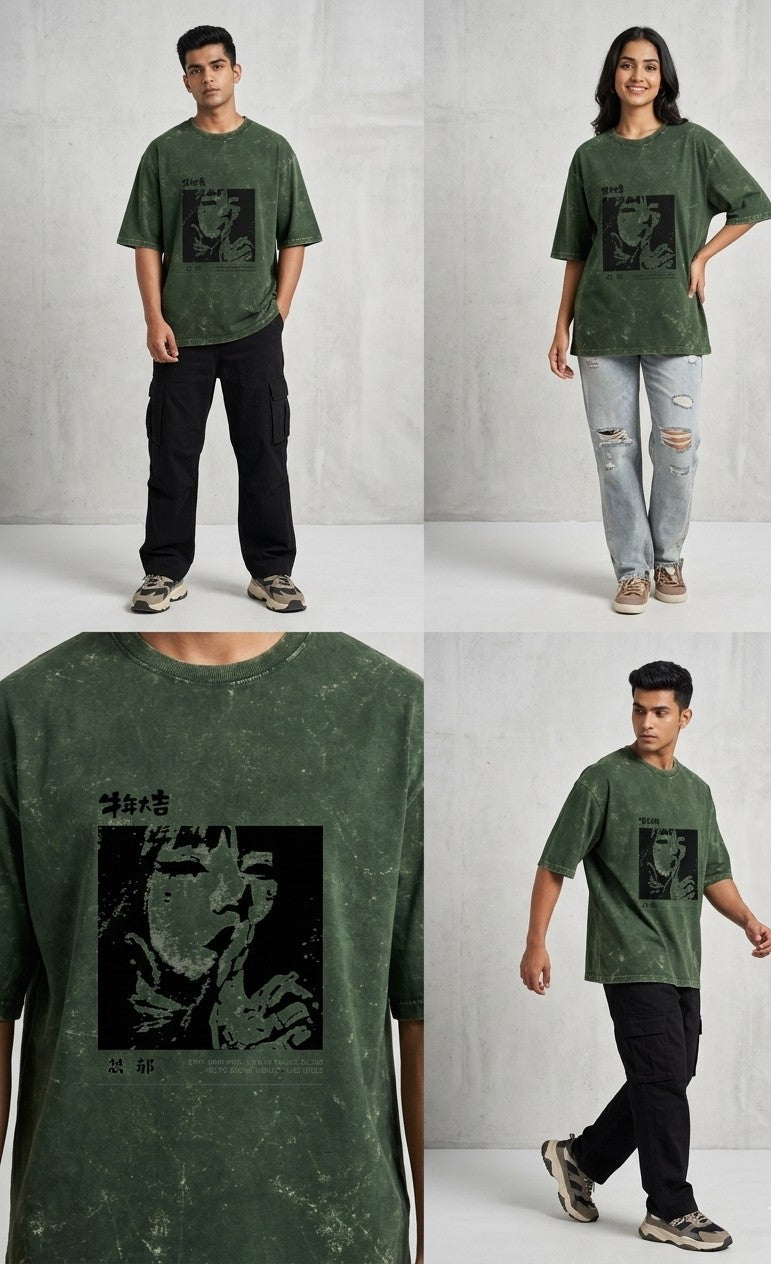 LUXIO uniseex Oversized Graphic T-Shirt - Japanese Anime Inspired Urban Streetwear