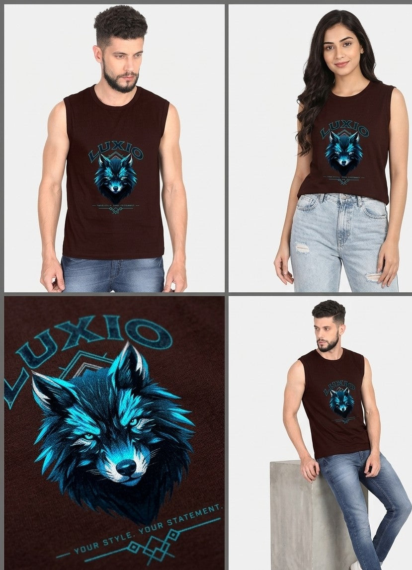 LUXIO Electric Wolf Graphic Sleeveless T-Shirt
